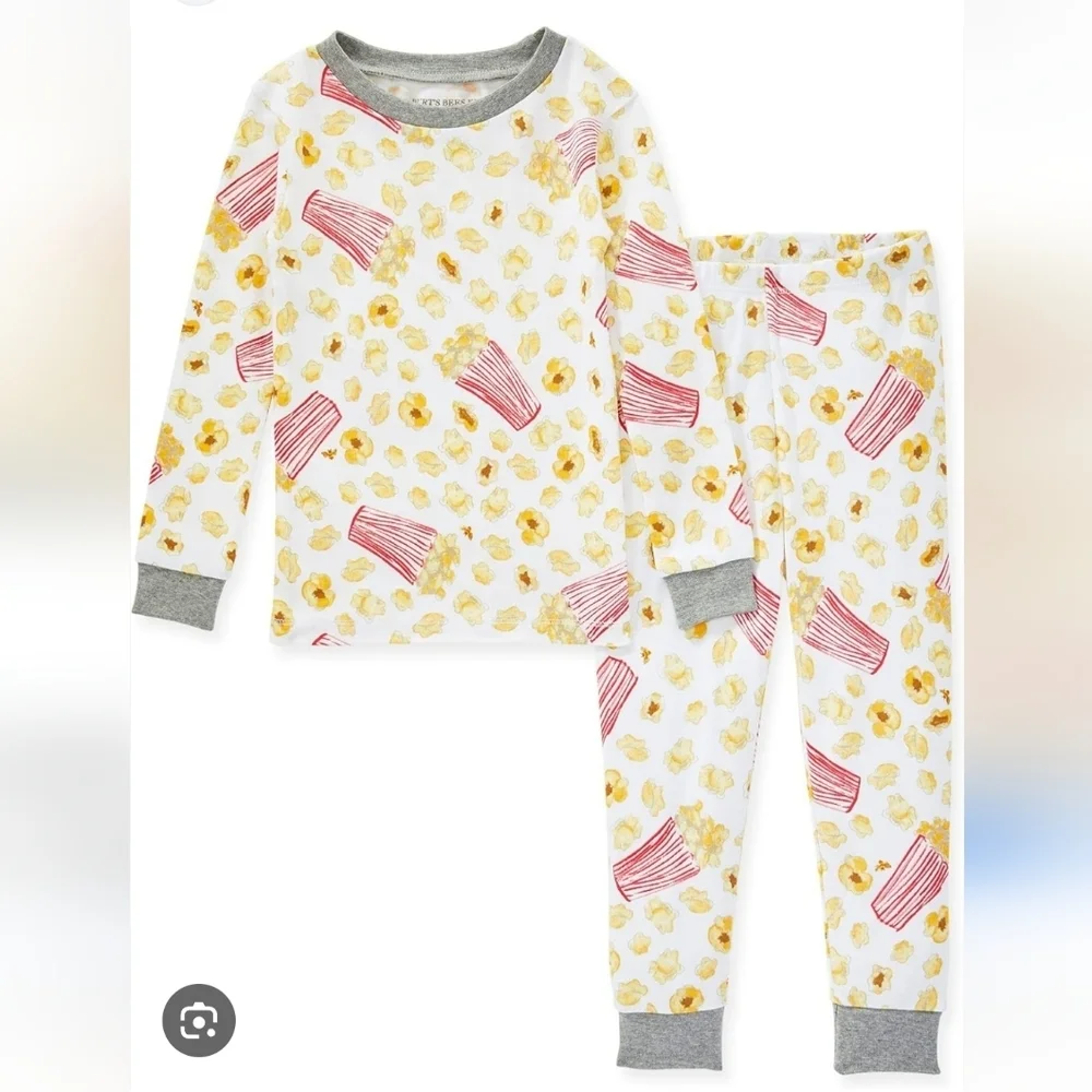 Burt's Bees Kids Organic Popcorn TV Movie Long Sleeve PJ Set